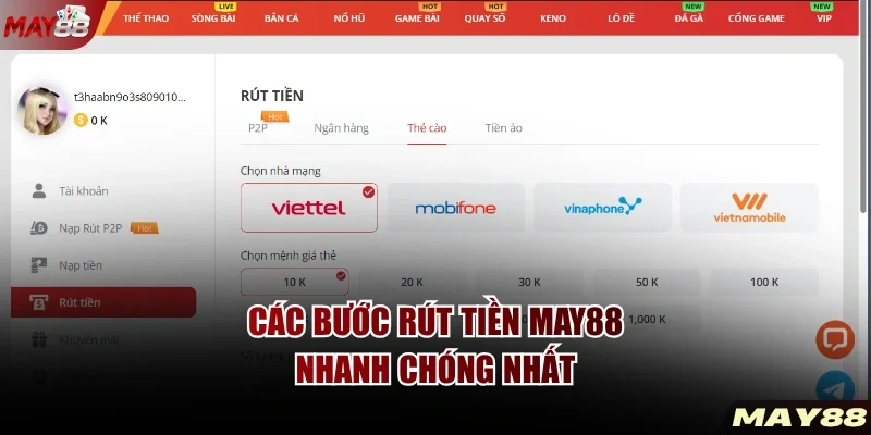 Các bước rút tiền MAY88 nhanh chóng nhất